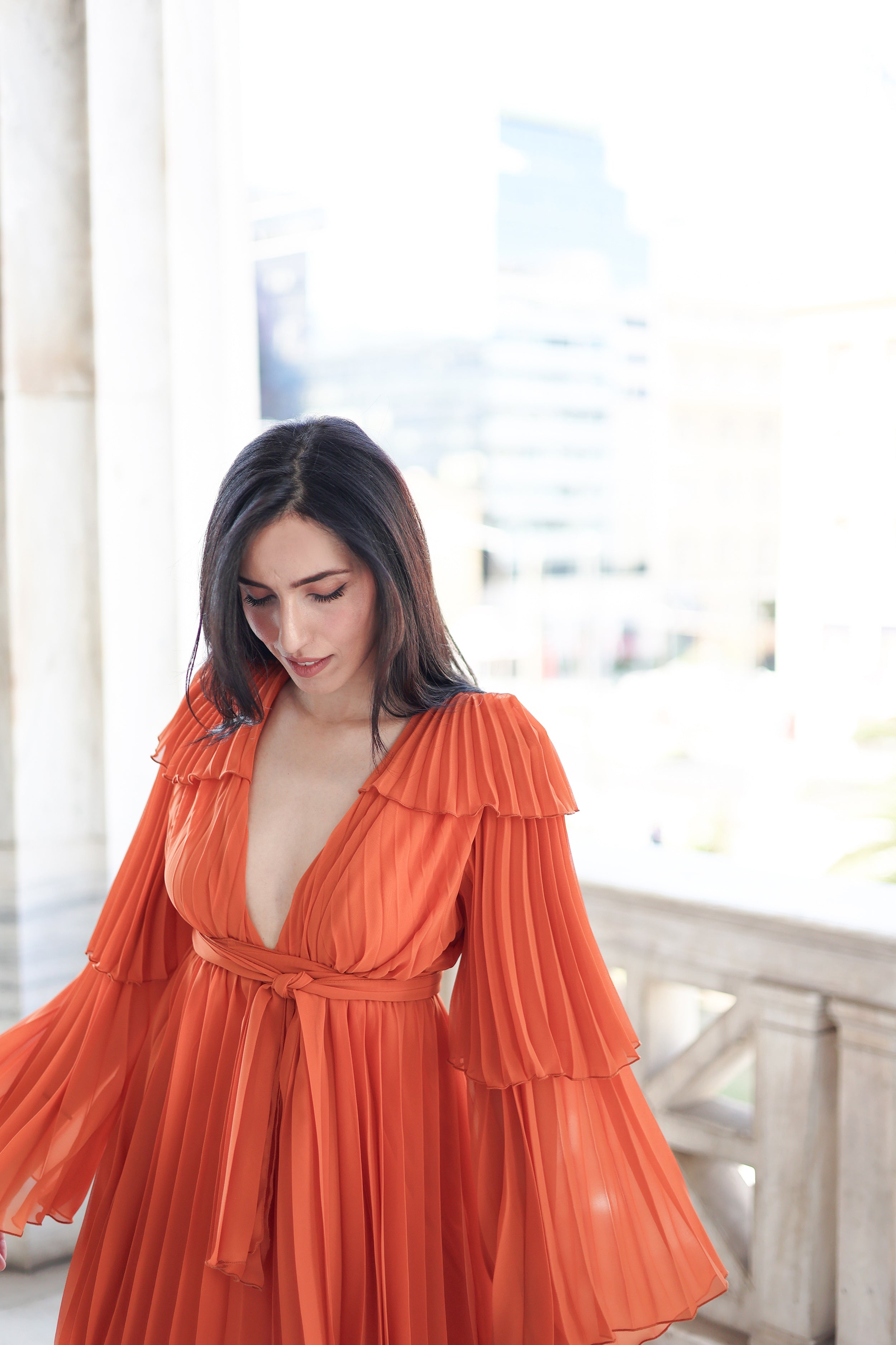 Iris Mini Dress- orange shade